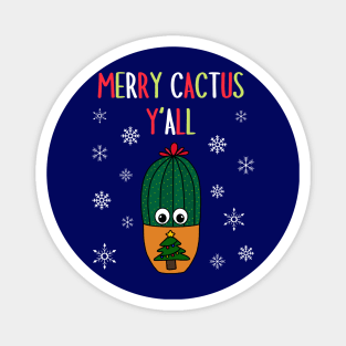 Merry Cactus Y'all - Cactus In Christmas Tree Pot Magnet